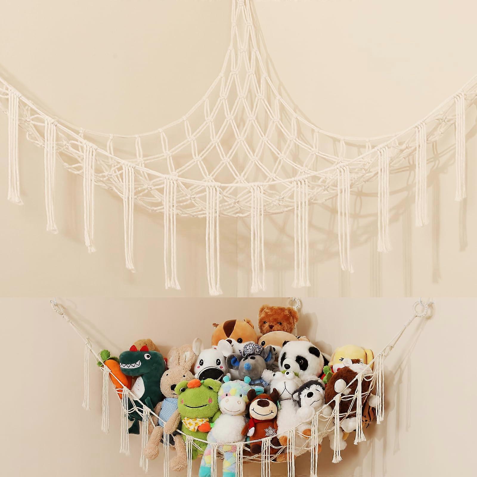 Stuffed Animal Storage Hammock Net for Plush Toys, Large Nursery Hanging Organizer for Teddy Bears in Kids Bedroom