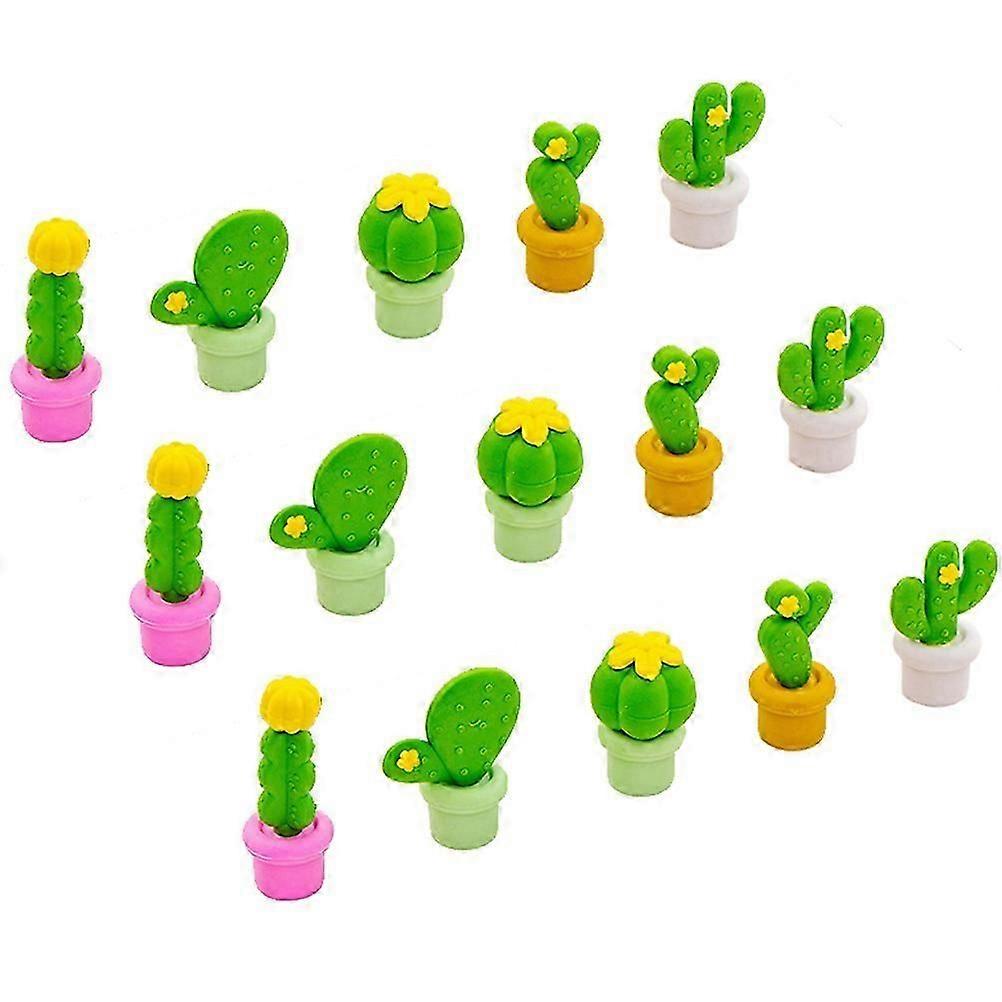 15pcs Cartoon Erasers Creative Cactus Shape Rubber Erasers Student Stationery