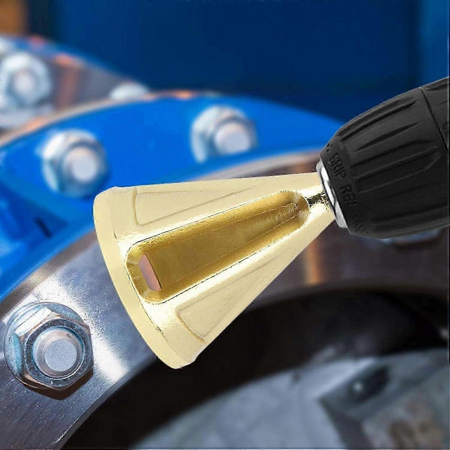 Chamfering Device, Triangular Shank Deburring External Chamfer Tool for Deburring Parts(Hexagon handle gold)