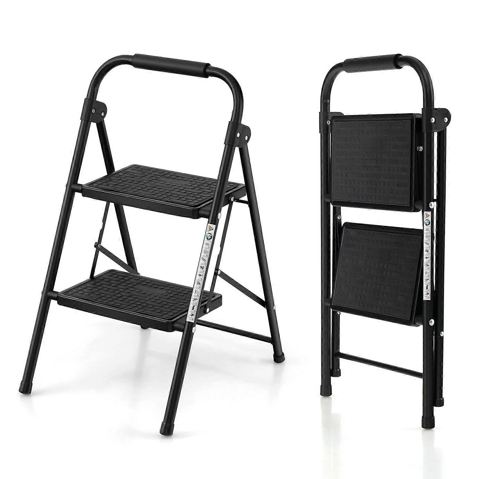 Nightcore 2 Step Ladder, Folding Step Stool w/Padded Handgrip Wide AntiSlip Pedal, 330 LBS
