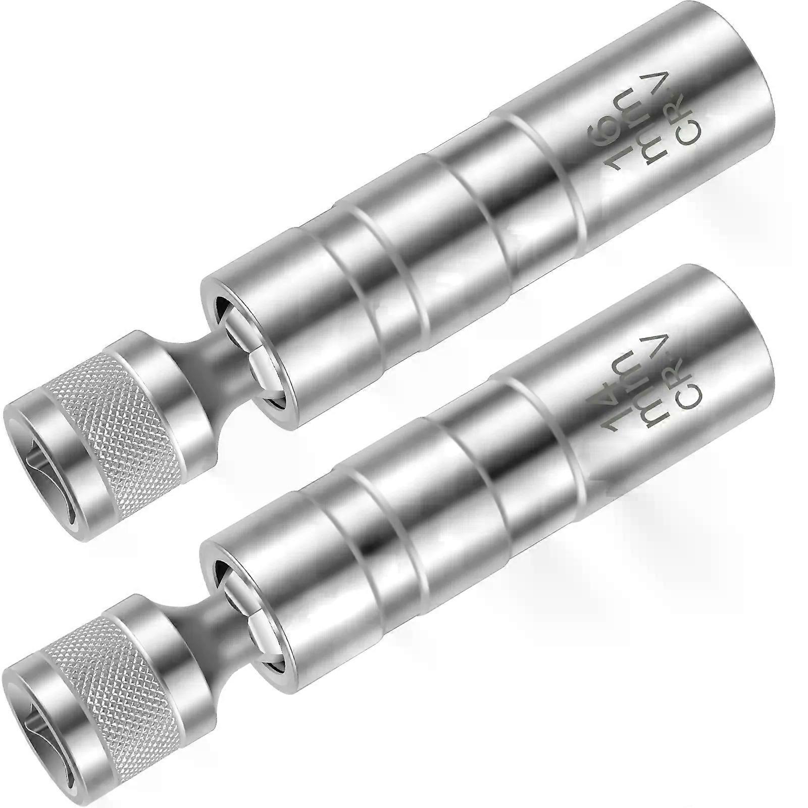 2Pcs Spark Plug Socket 14mm 16mm 360 Swivel Spark Plug Socket Removal Tool Magnetic Spark Plug Socket Installation Tools