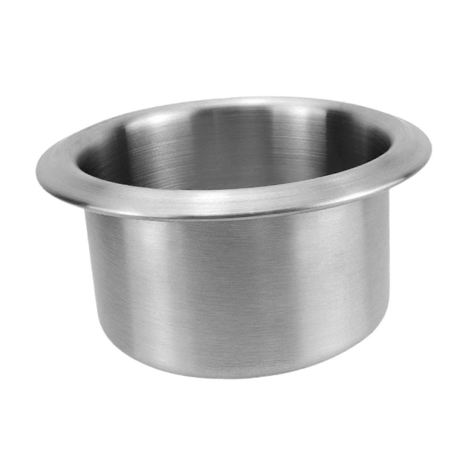 Car Cup Holder Insert - Universal Stainless Steel 55mm Rolled Edge Drink Holder for RV and Recliner Compatibility