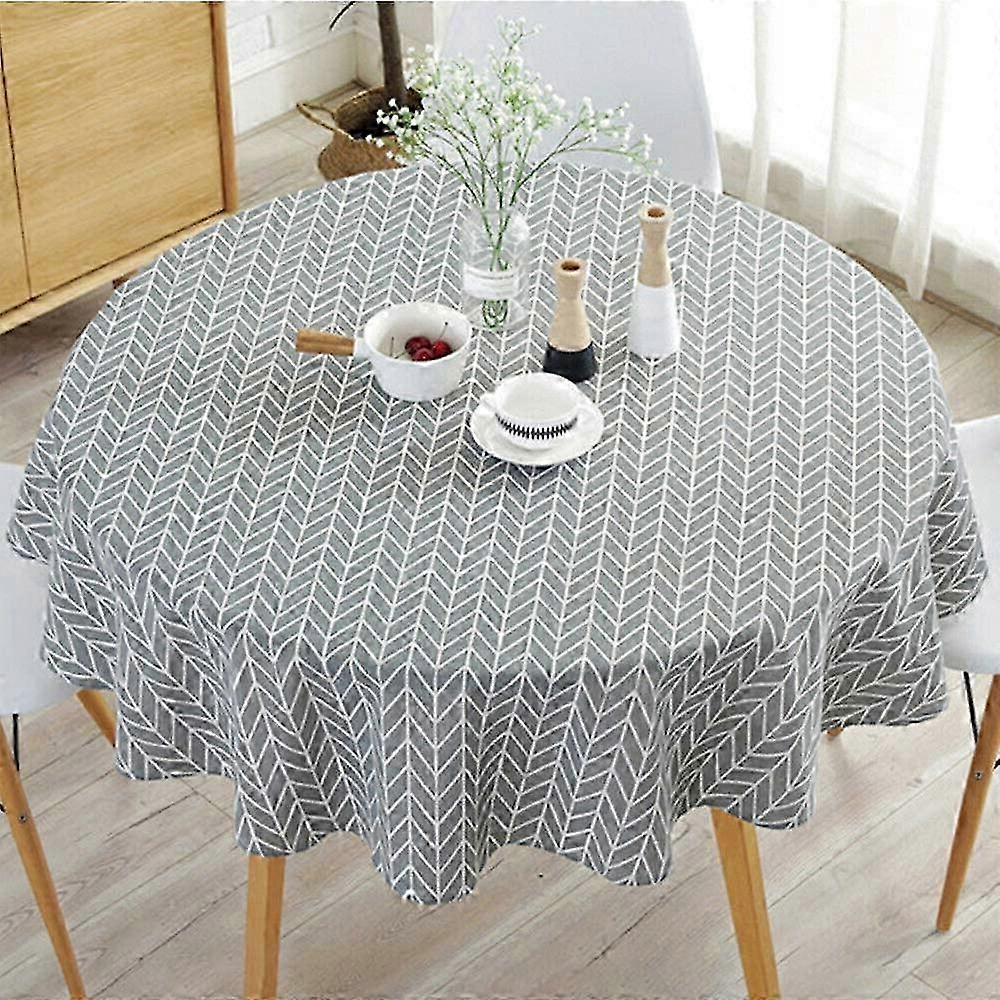 150cm Diameter Round Tablecloth Made of Cotton and Linen Stain-Proof and Wrinkle-Resistant Decorative