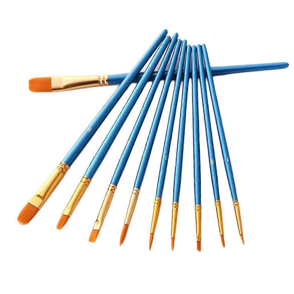 10pcs Nylon Paintbrush Brushes Mixed Size Learner