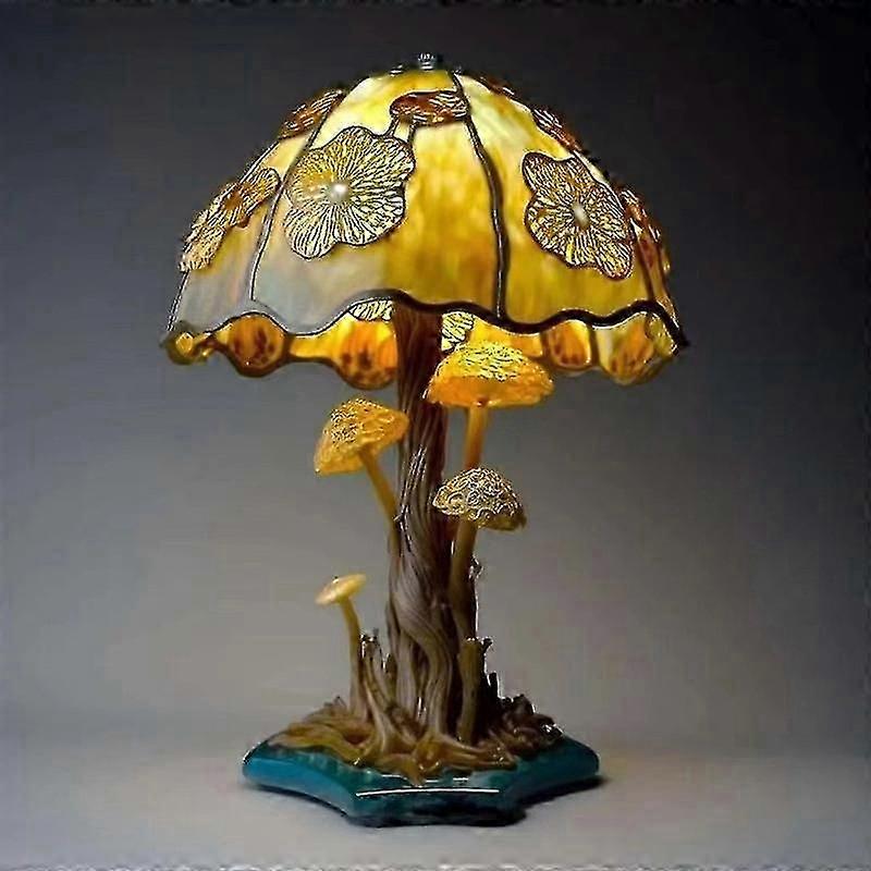 Bohemian Stained Glass Mushroom Table Lamp - Decorative Night Light