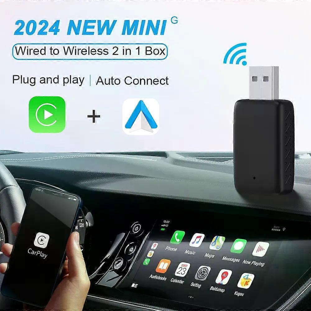 Adattatore Wireless 2-in-1 Per CarPlay E Android Auto – Connessione Automatica, Compatto E Stabile Per Auto 2016+