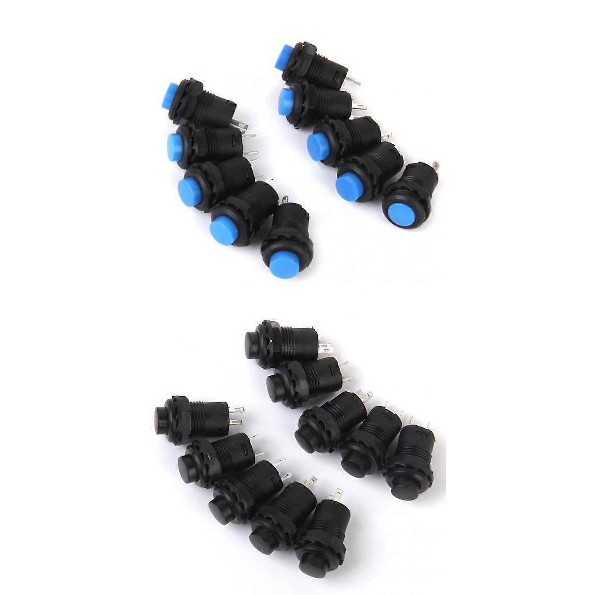 20pcs Blue + Blk Latching Push Button Switch Locking for