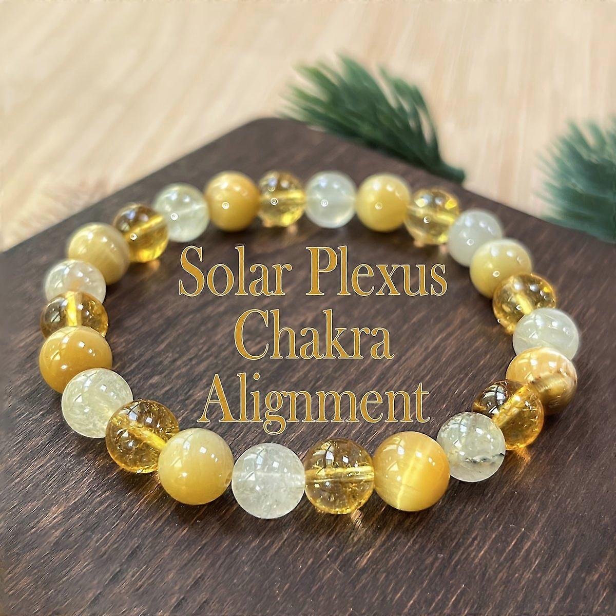 Solar Plexus Chakra Alignment Bracelet with Golden Healer Quartz & Golden Rutilated Quartz Beads - S