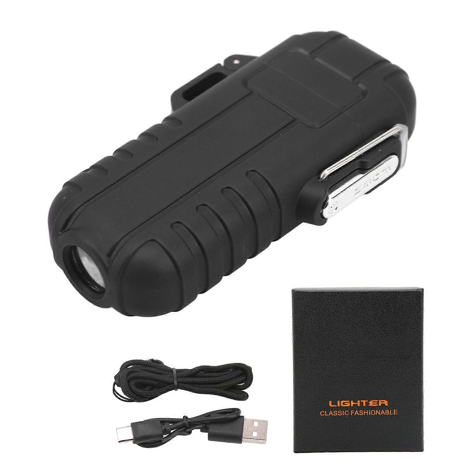 Outdoor Double Arc Electric Lighter Portable Waterproof Flashlight Charging Pulse Windproof Lighter