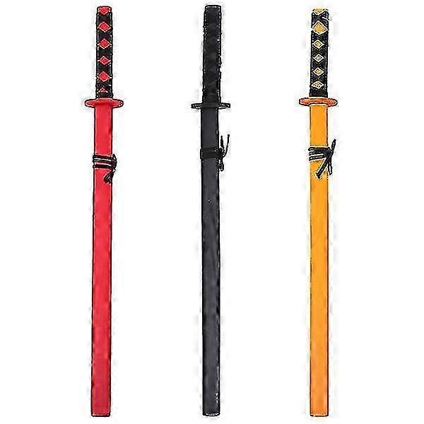 3pcs木製カタナウッドサムライソードコスプレプロップ日本刀キッズおもちゃ