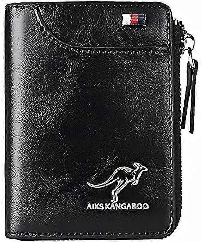 Kangaroo Wallet Men's RFID Blocking PU Leather Wallet with Zipper Multi Business Credit Card Holder Purse High Quality