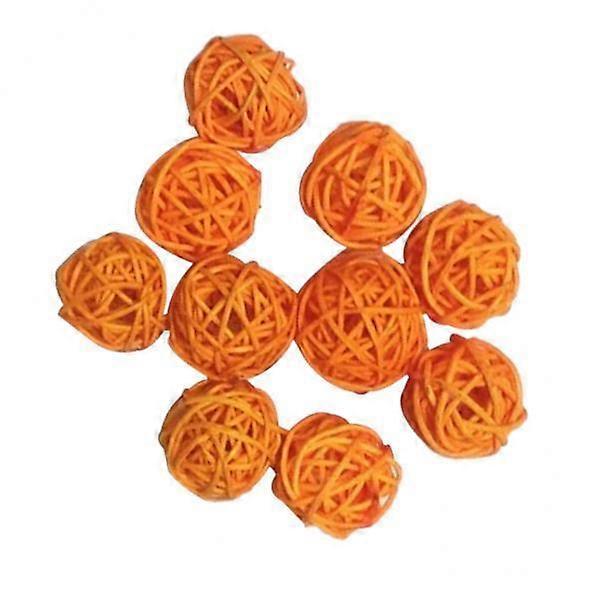 4x10pcs 3cm Wicker Rattan Balls Xmas Wedding Party Decorative Crafts Orange