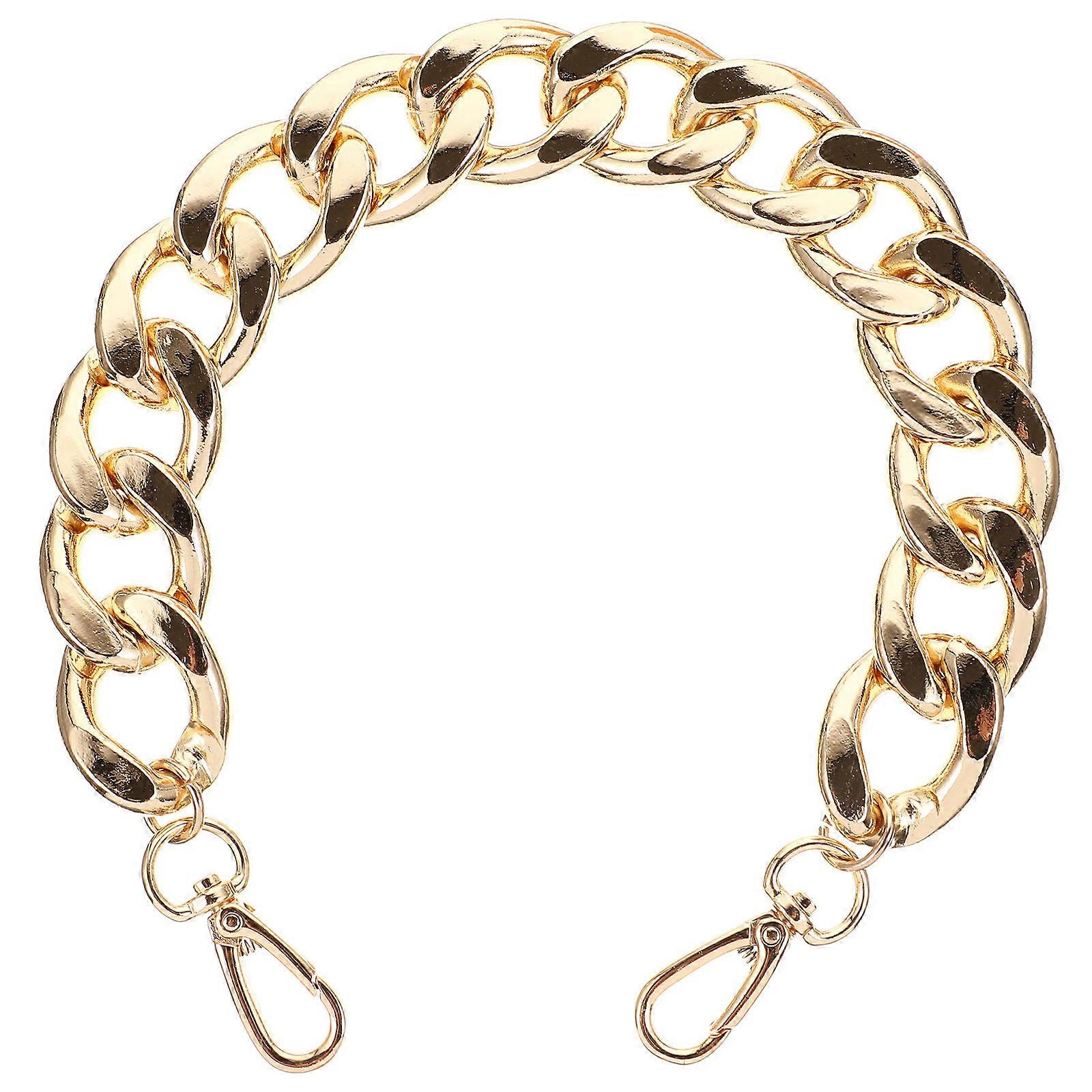 Chic Metal Bag Chain Strap – Wide Light Gold Replacement for Handbags, Suitcases & Purses with Clasps to Elevate Style