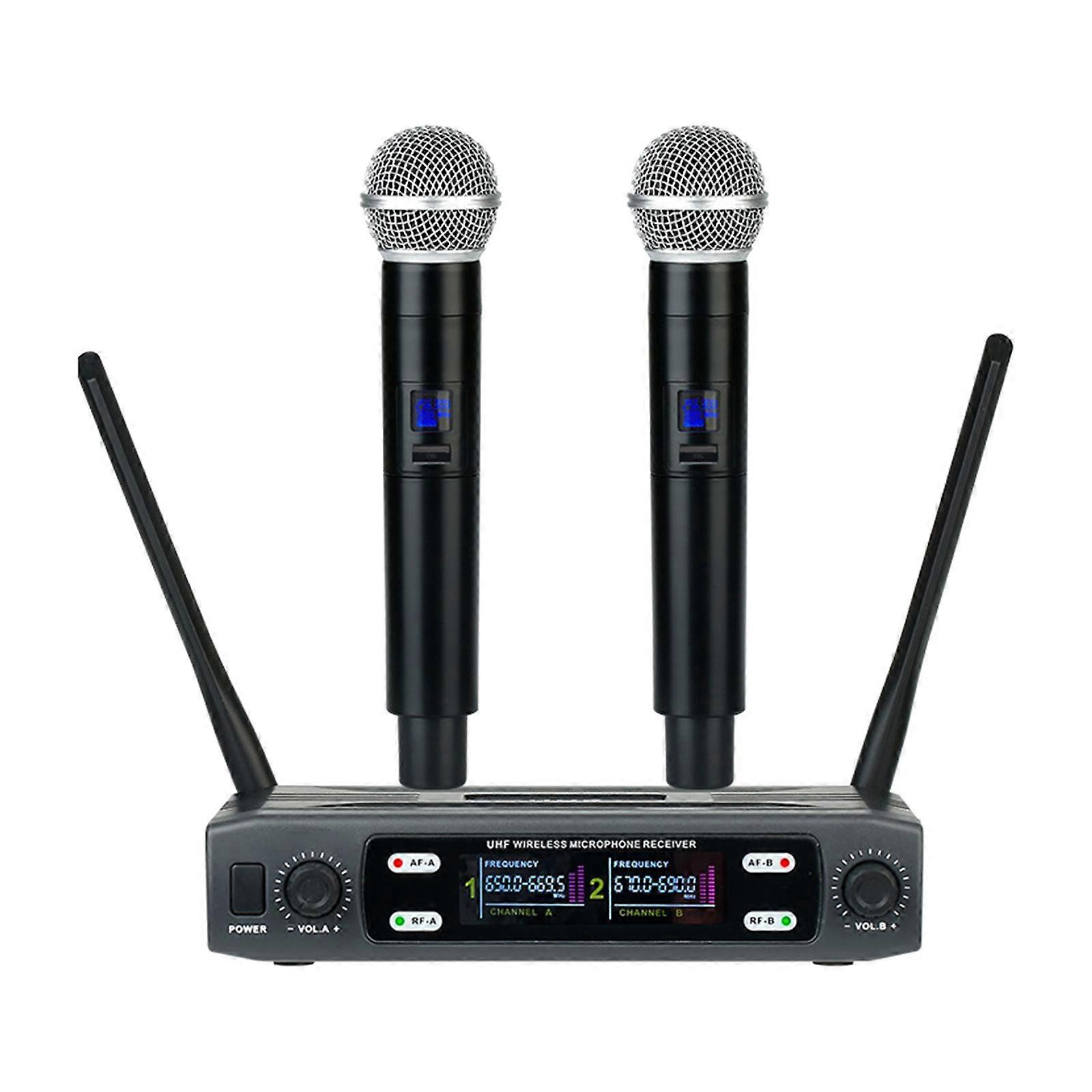 Dual Microphone System Dual Mic Cordless Dynamic Mic Handheld Microphone for DJ