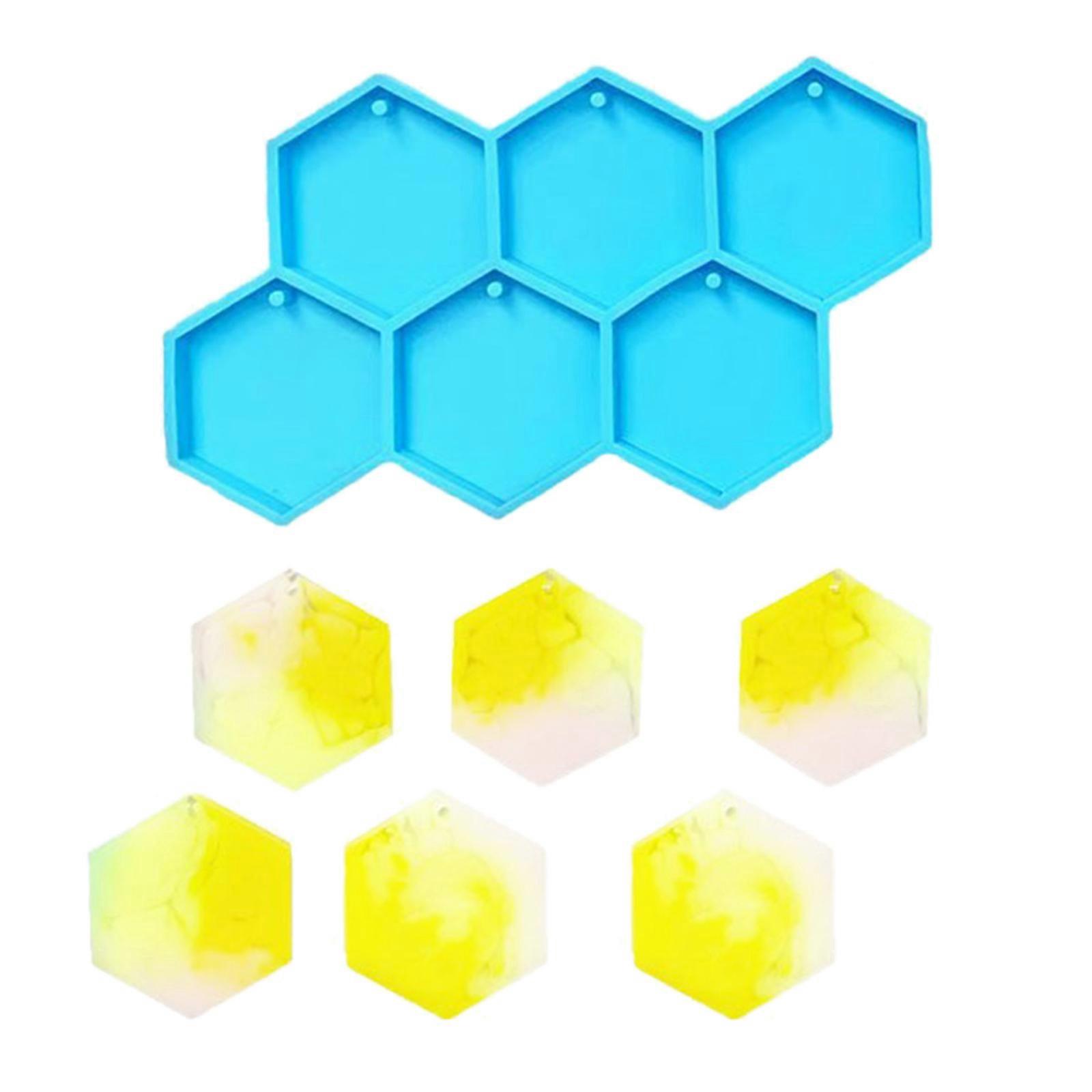 Hexagon Earring Silicone Mold Glossy Hexagonal Resin Molds Ornament Casting Molds with Hole for DIY Crafts Making Multicolor