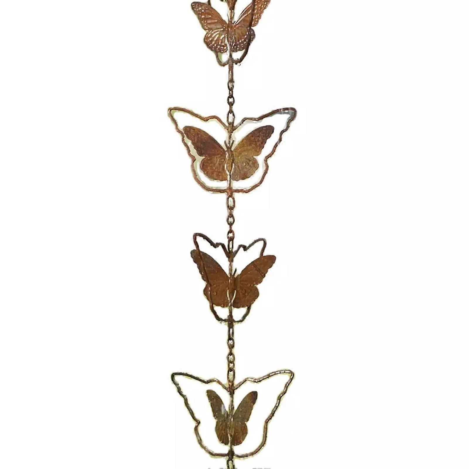 Rain Chain in Butterfly Shape for Outdoors, Retro, Farmhouse, Villa Garden, Chain Rain Catcher, 1 m, Rain Chain Weight, Can Be Shortened 100cm(3.3ft)