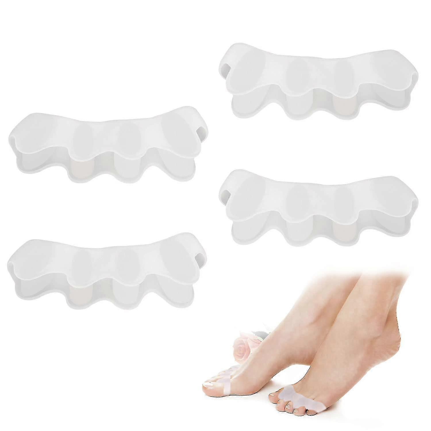 2 Pairs Silicone Gel Toe Separators for All Toes - Corrective & Comfortable Toe Spacers