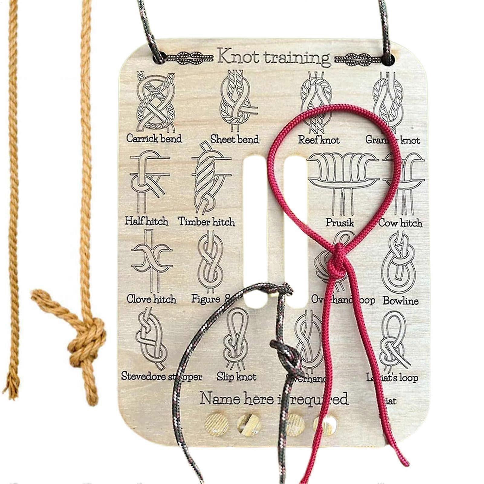 Learn Knot Training Board, Wooden Knot Tying Ropes Training Board With Paracord