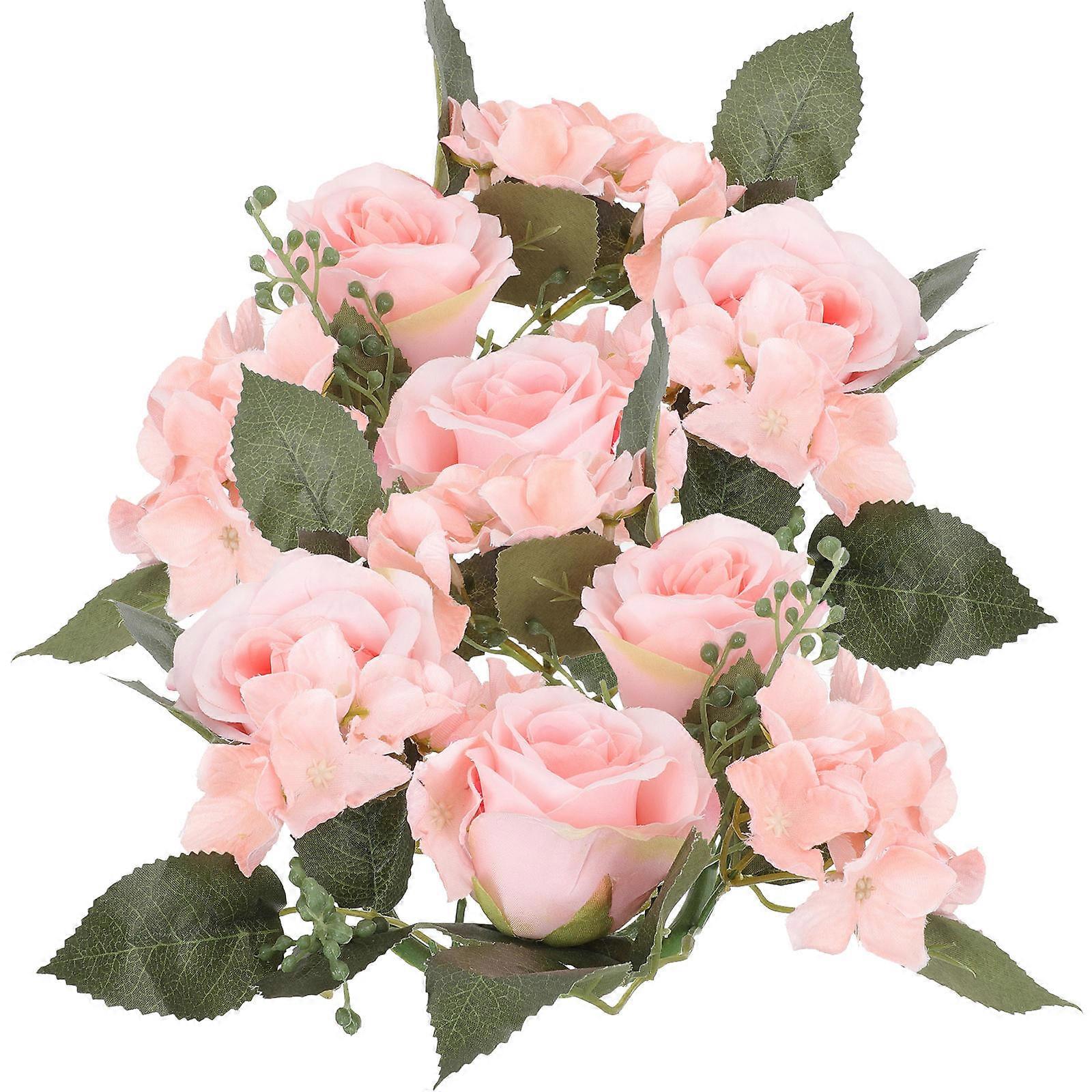 Artificial Rose Candle Wreaths for Wedding, Party, and Home Tabletop Decoration – Realistic Floral Ring Accents for Special Occasions