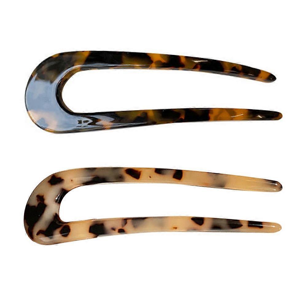 2pcs λεοπάρδαλη σχέδιο πιρούνια μαλλιών σχημάτισε U συνδετήρες τρίχας για κυρία κόμμωση μικτό χρώμα