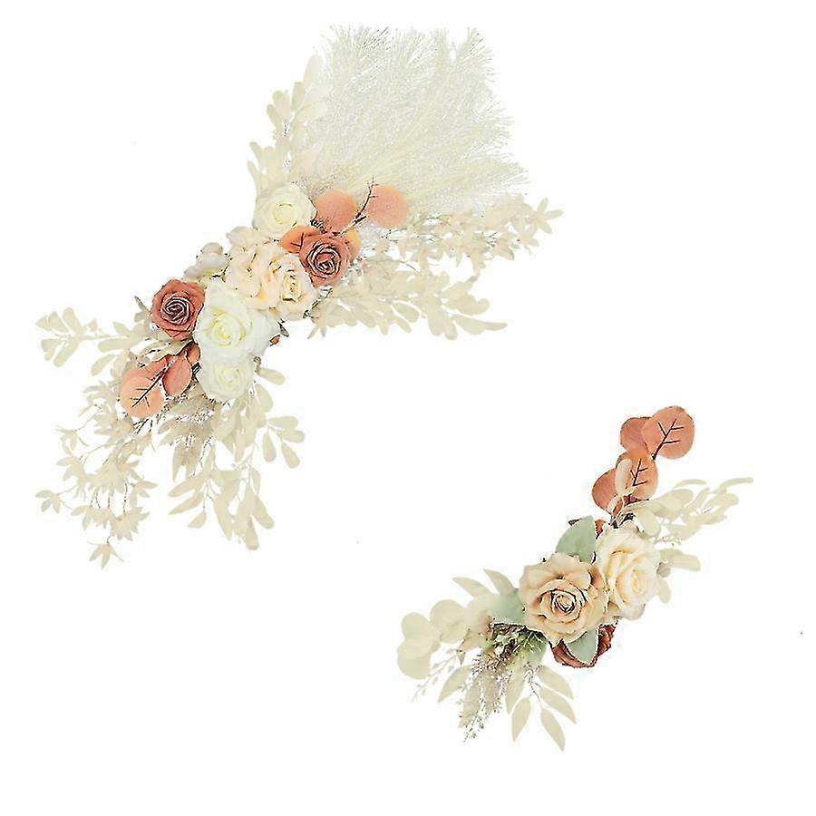 2025 Rustic Silk Cloth Wedding Arch Flowers for Lintel Decor - Pink