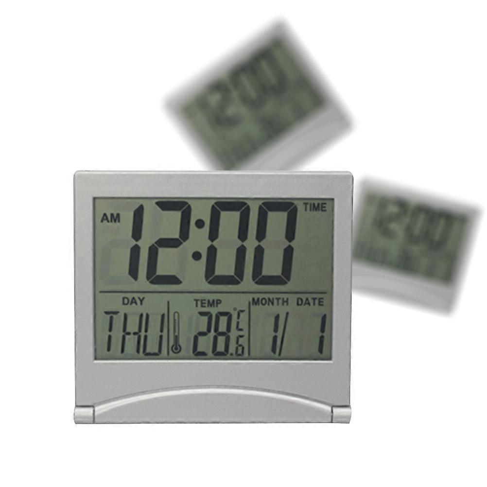 Ultrathin LCD Mirror Digital Alarm Clock with Indoor Temperature Display for Home, Office, and Travel Use