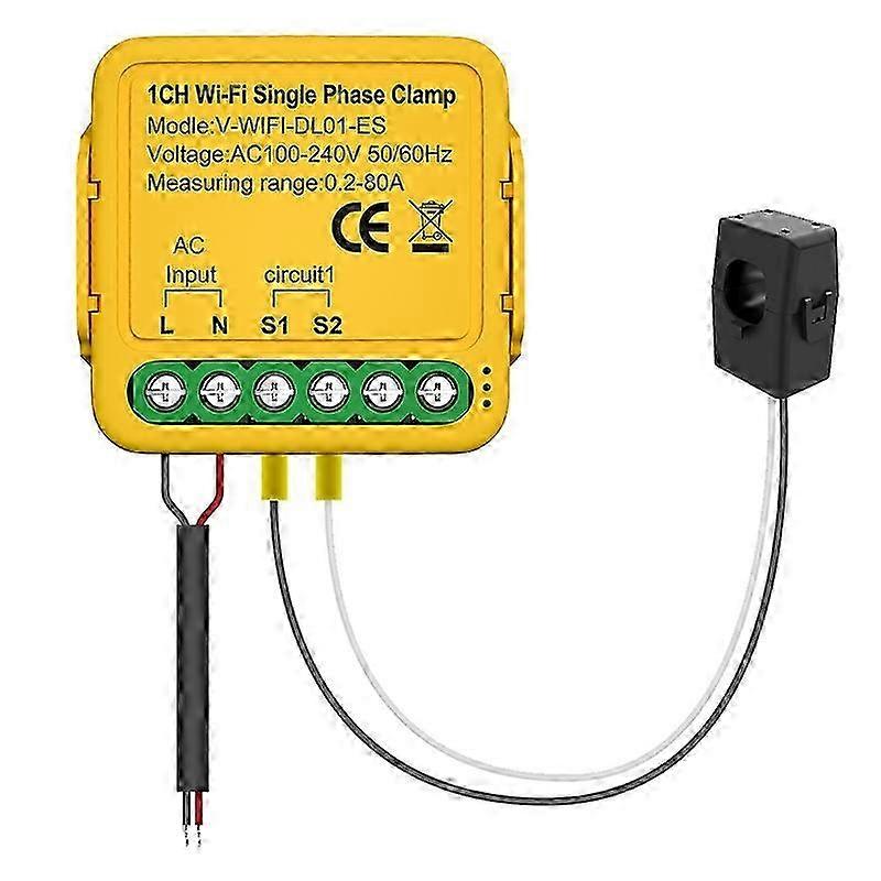 Tuya WiFi Power Meter Monitor 1CH Real-Time Energy Current Monitor Automation Notifications Smart L