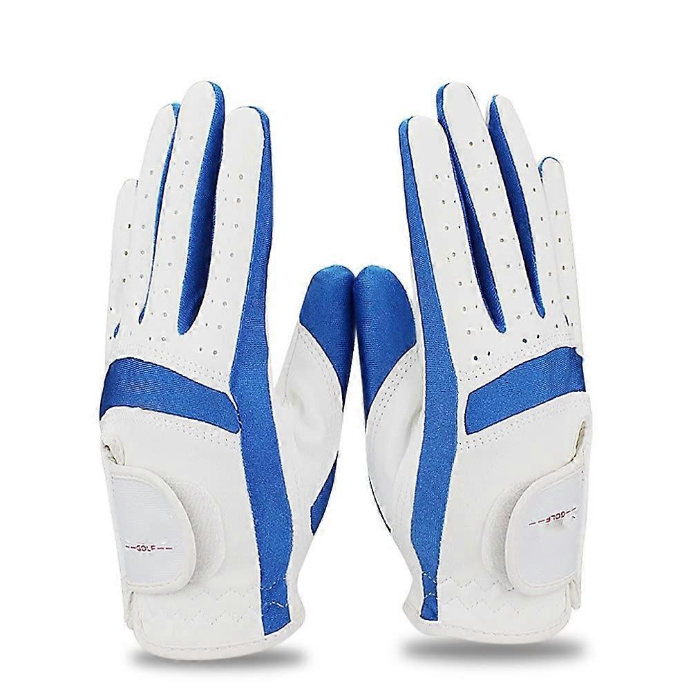 Golf Gloves for Left Right Hand Breathable Soft Blue Pink (1 Pair Blue, S)