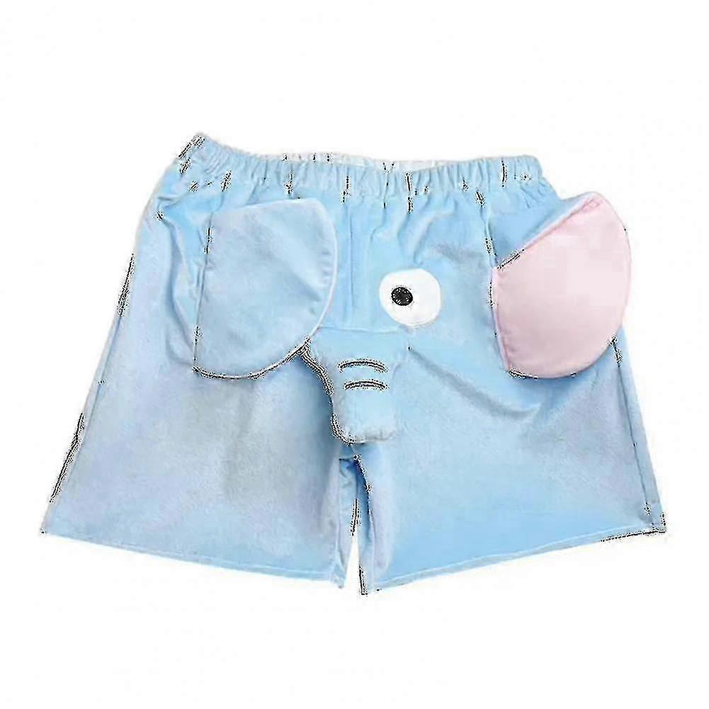 Plyšové sloní pyžamové šortky s 3D ušima a chobotem pro dospělé, kreslené zvířecí pyžamo letní domácí pohodlné oblečení