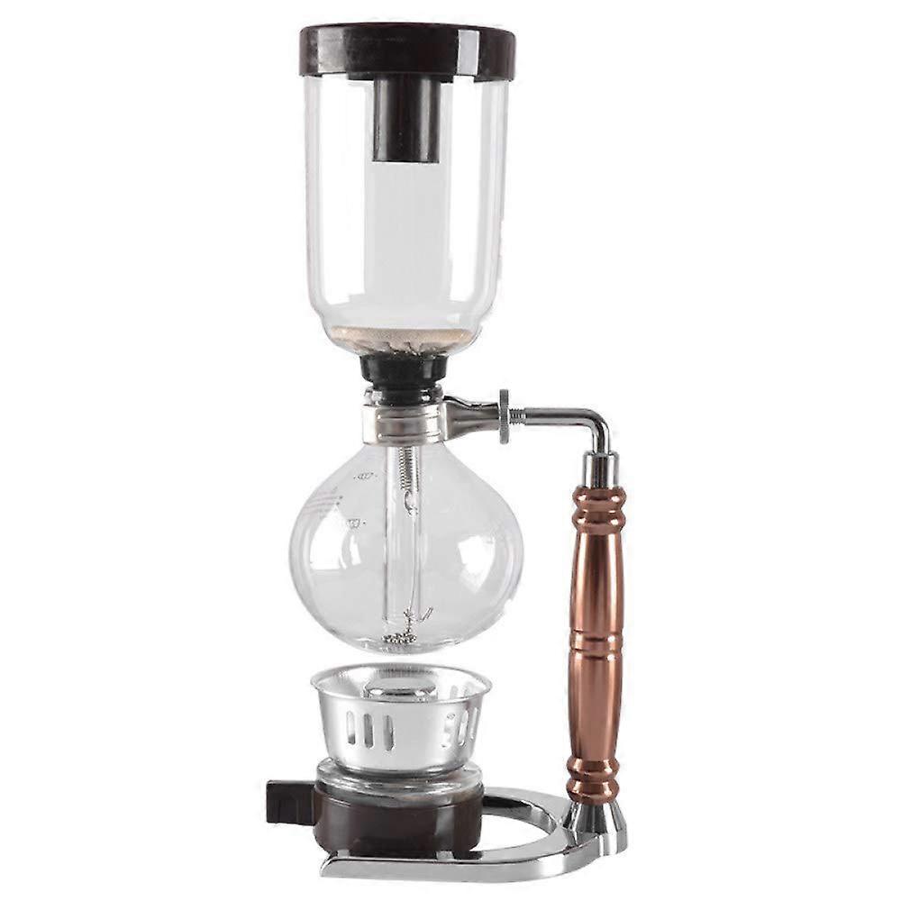 Moka Pot, Siphon Coffee Maker, Tea Siphon Pot, Vacuum Coffee Maker, Glass Coffee Filter, 3 Cups, Gold (Silver) (Gold)