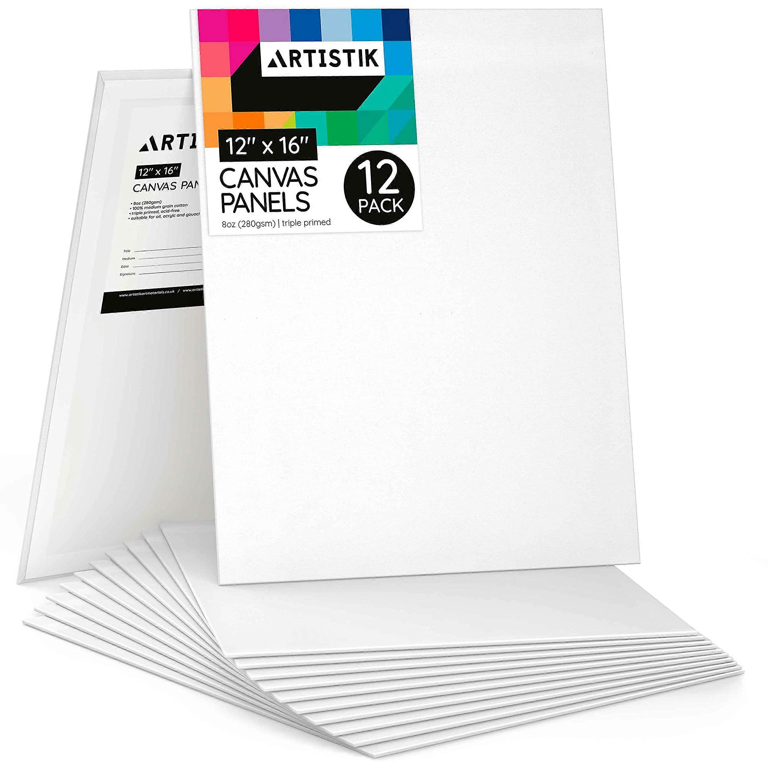 Blank Canvas Canvas Frames Panel Board for Painting, Cotton Triple Primed Gesso Canvases Art Paint Supply by (Pack of 1216 x 12)