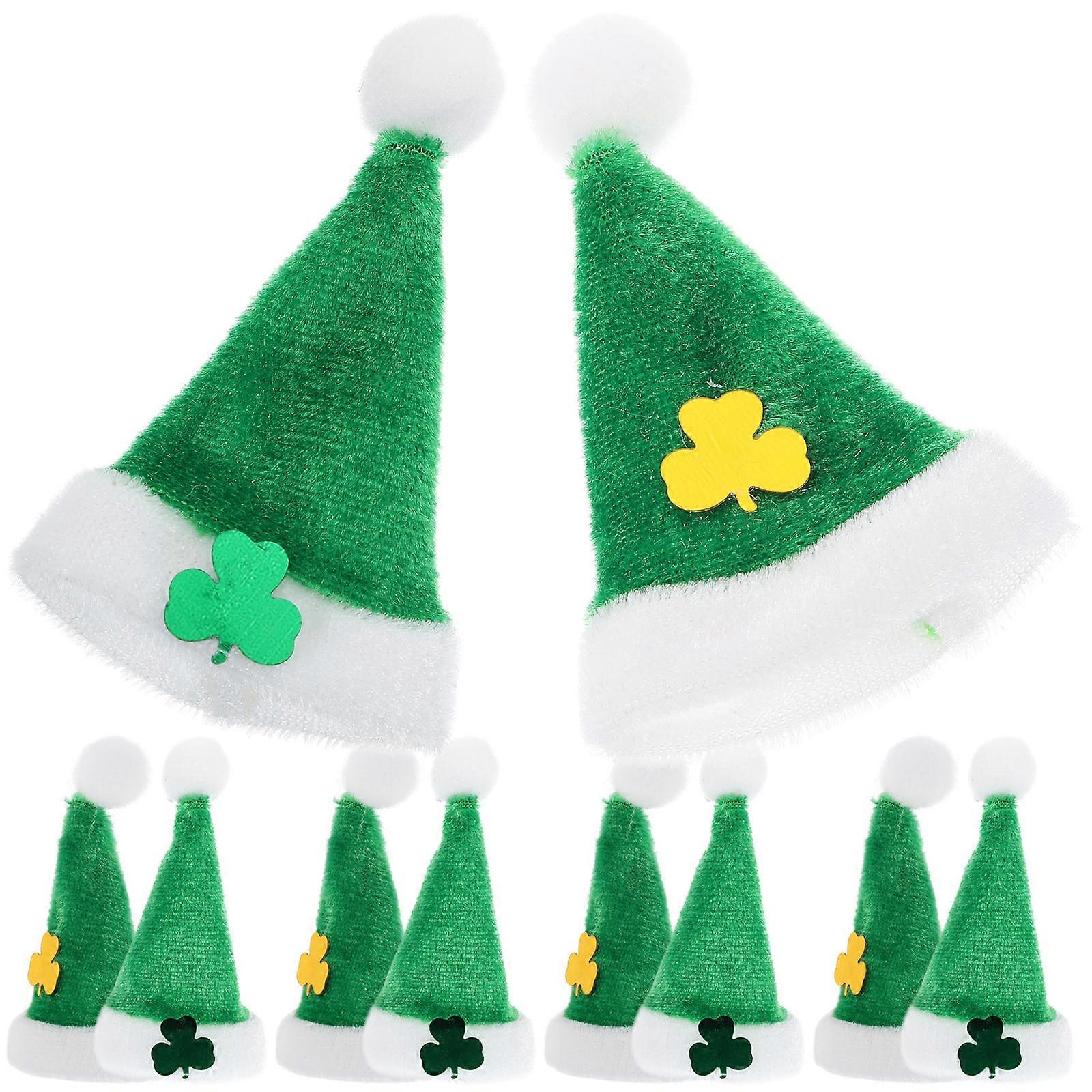 Mini Decorated Hat Saint Patrick Shamrock Pattern Hat Miniature Diy Accessory 20Set