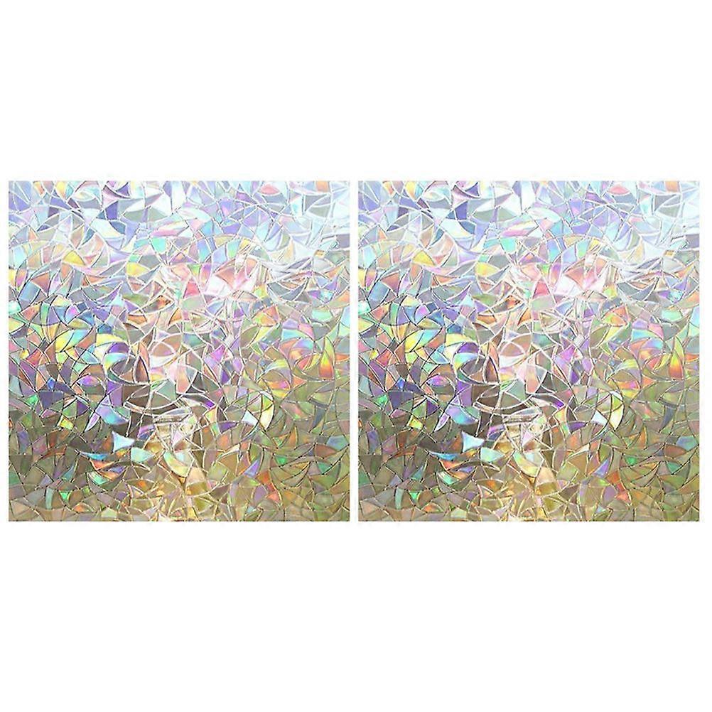 2 Pcs Frosted Static Cling Window Film Privacy Sticker Reusable Non Adhesive Decorative Glass Film for Bedroom with Colorful Design