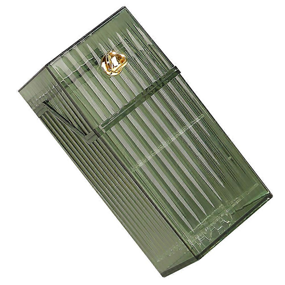 Durable Acrylic Makeup Brush Holder with Lid Elegant Storage Container for Cosmetics, Pens, and Eyeliners Luxe Green Design