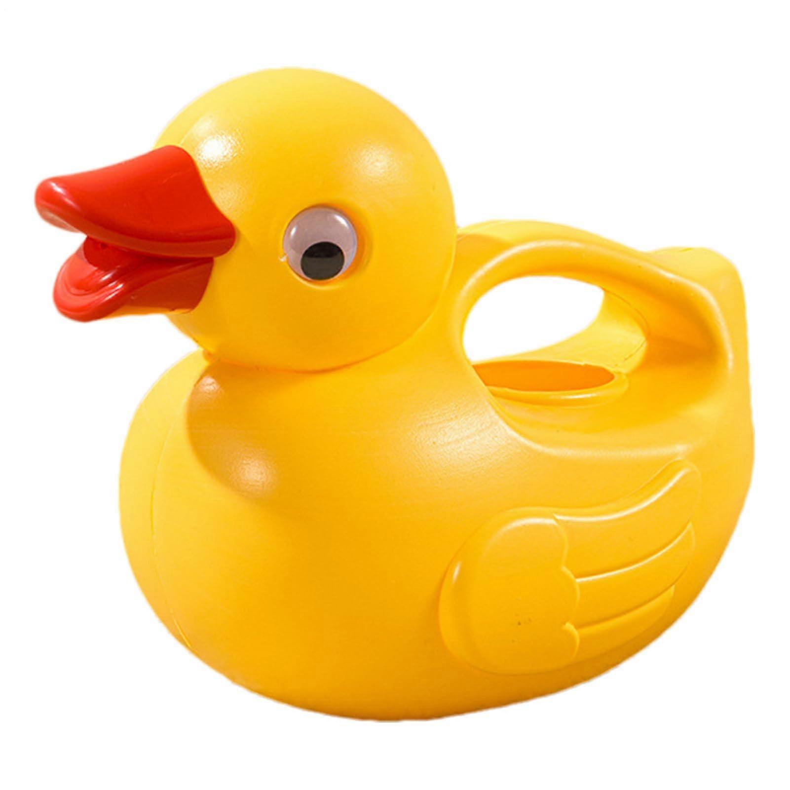 Children's Duck Watering Can - Cute Yellow Plastic Kettle with Handle for Bathing, Beach, and Garden - 19 x 15 cm
