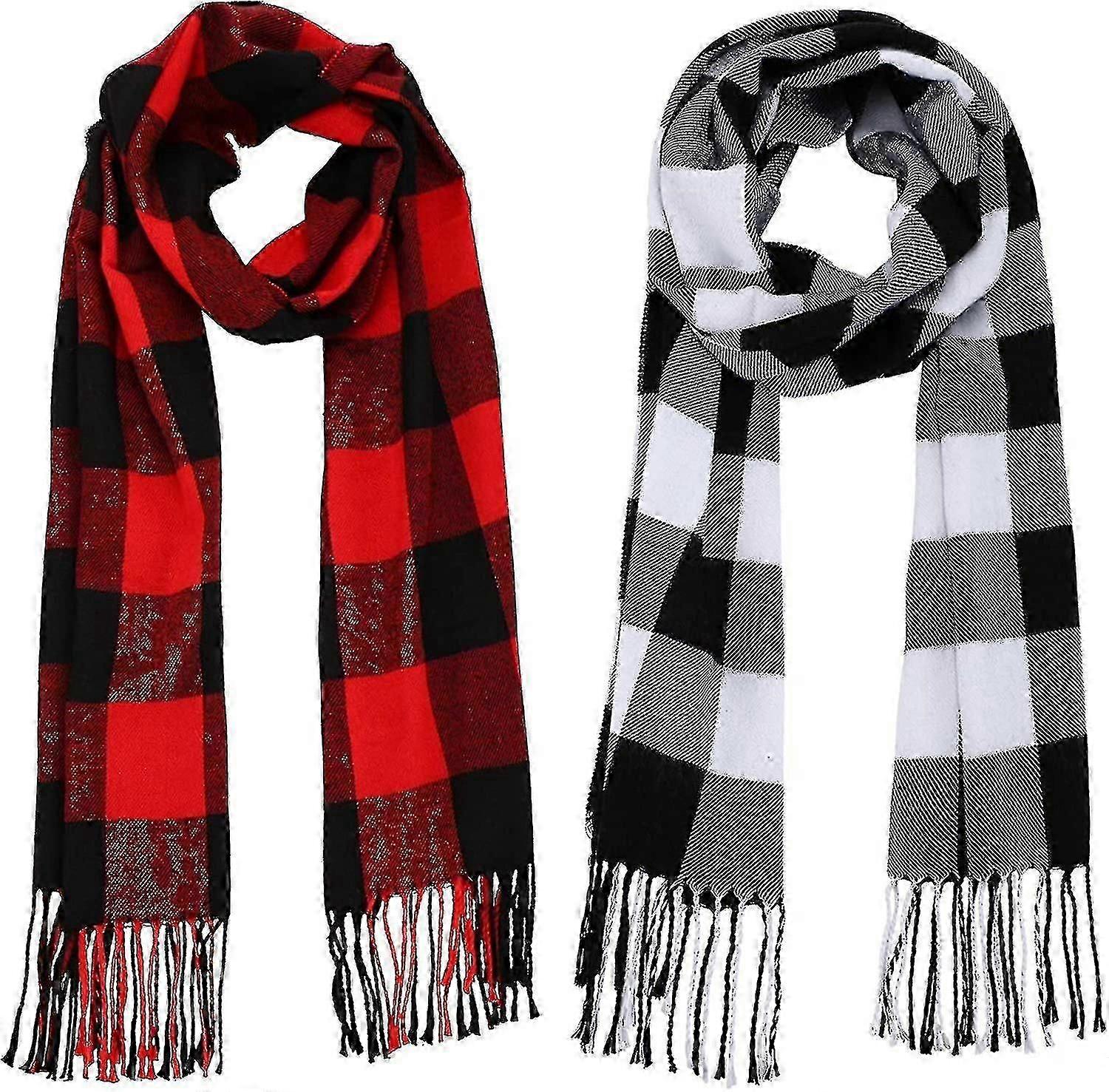 2 Pieces Warm Tartan Plaid Checked Women Winter Scarf And Wraps Unisex