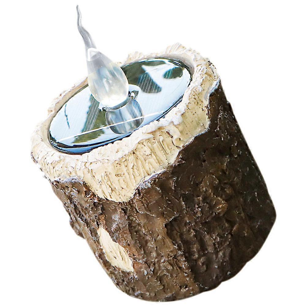 Landscape Lighting Solar Stump Lamp Simple Design for Garden Pathway Coffee Color Plastic PP 1Set