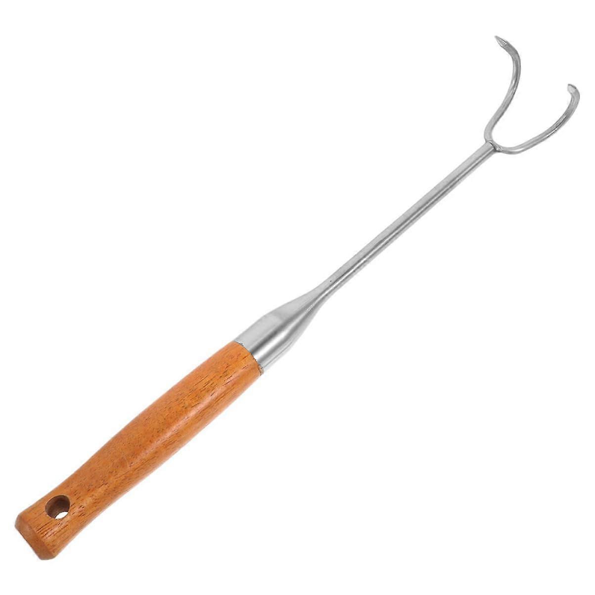 Outdoor fishing for cooked food hooks meat fork meat hook balance positioning ruler kit pig tail meat fin hook for hanging meat wood 60.00X6.00X5.80CM