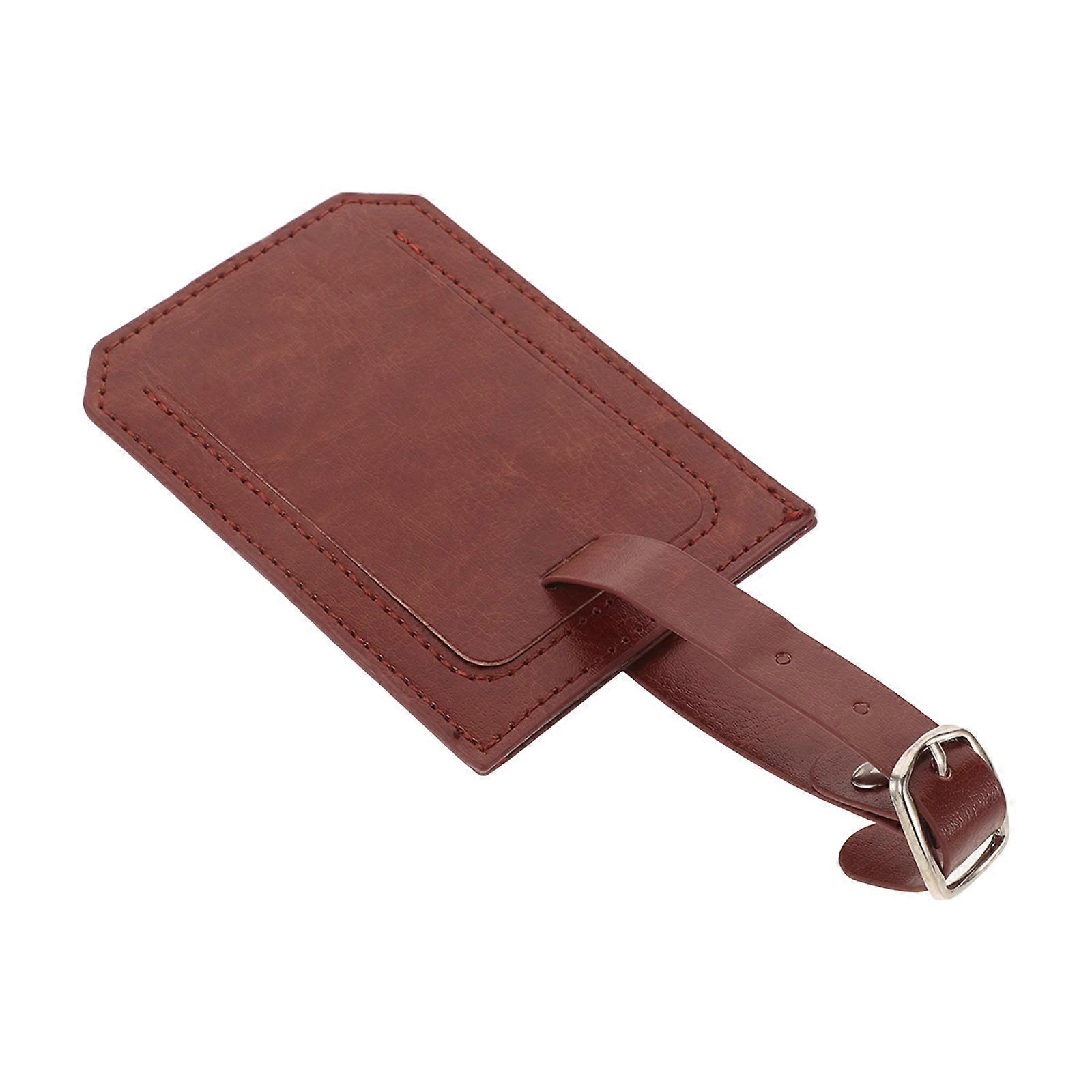 Leather Luggage Tag Print Quick Identification Versatile Brown 1Pack