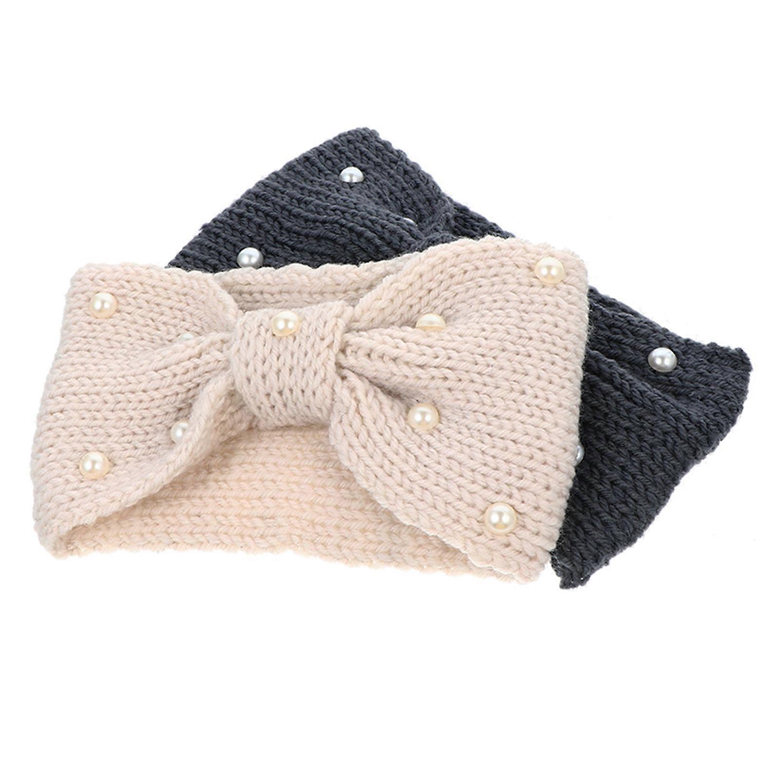 Here's a refined and attractive product description for your **2pcs Knitted Headband with Pearl Decorative Bowknot Hair Bands**:
**2PCS Knitted