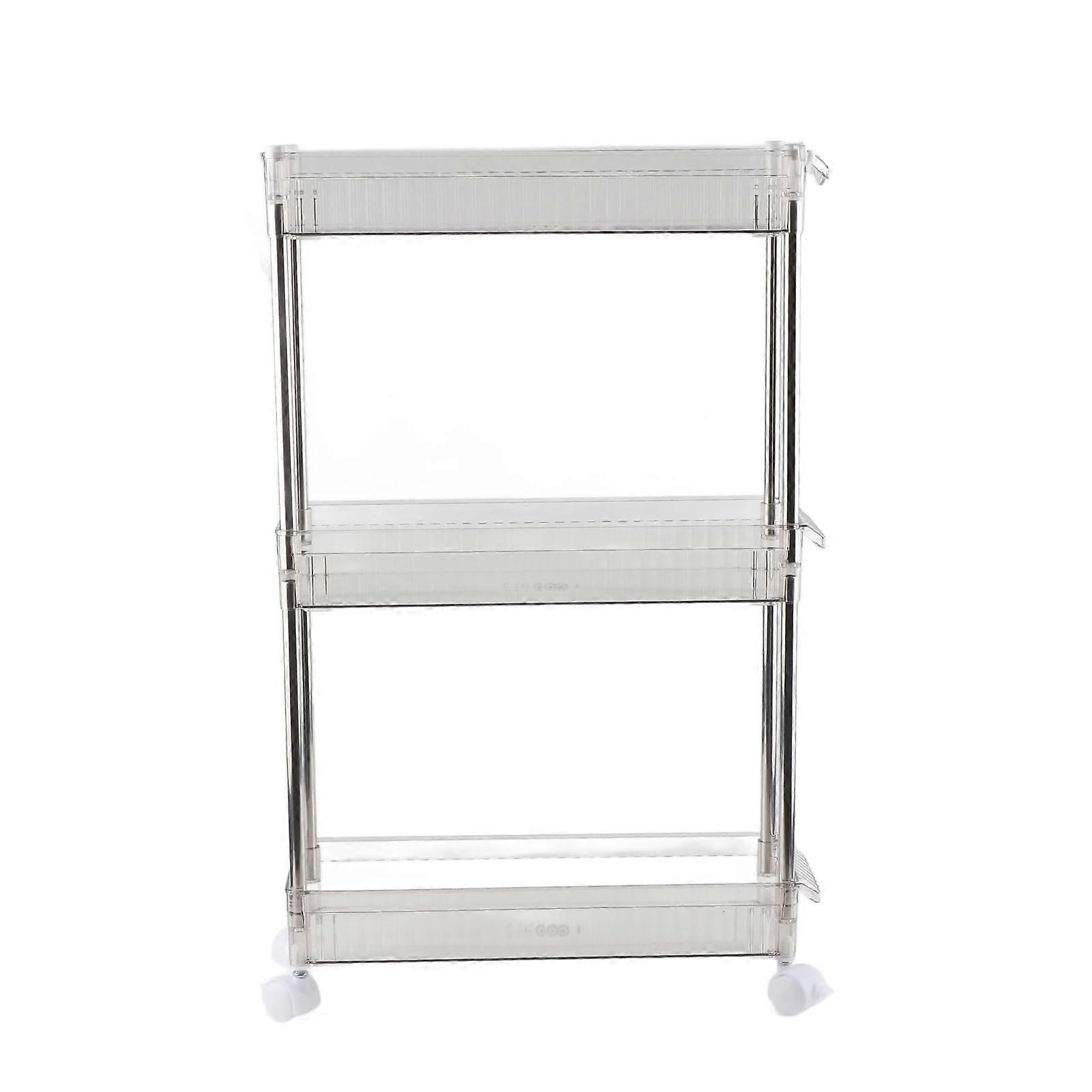 Bathroom worktop organizer, storage rolling cart clear bathroom storage shelf bathroom trolley organizer multifunctions rolling utility cart (3tier)