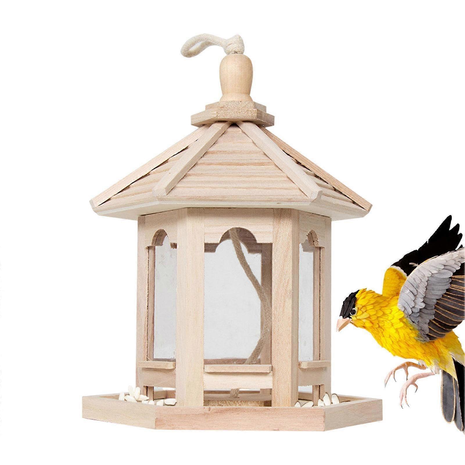 Bird feeder house for hanging weatherproof feeding station for garden