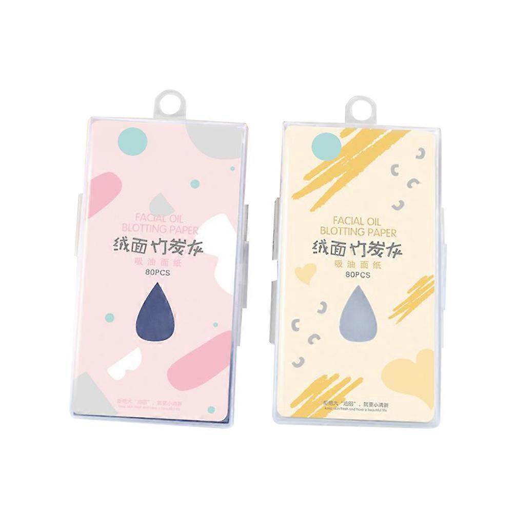 Facial Oil Blotting Paper Premium Bamboo Charcoal For Men Women Home Use 11.4cm x 6.4cm Oil Absorbing 2 Boxes