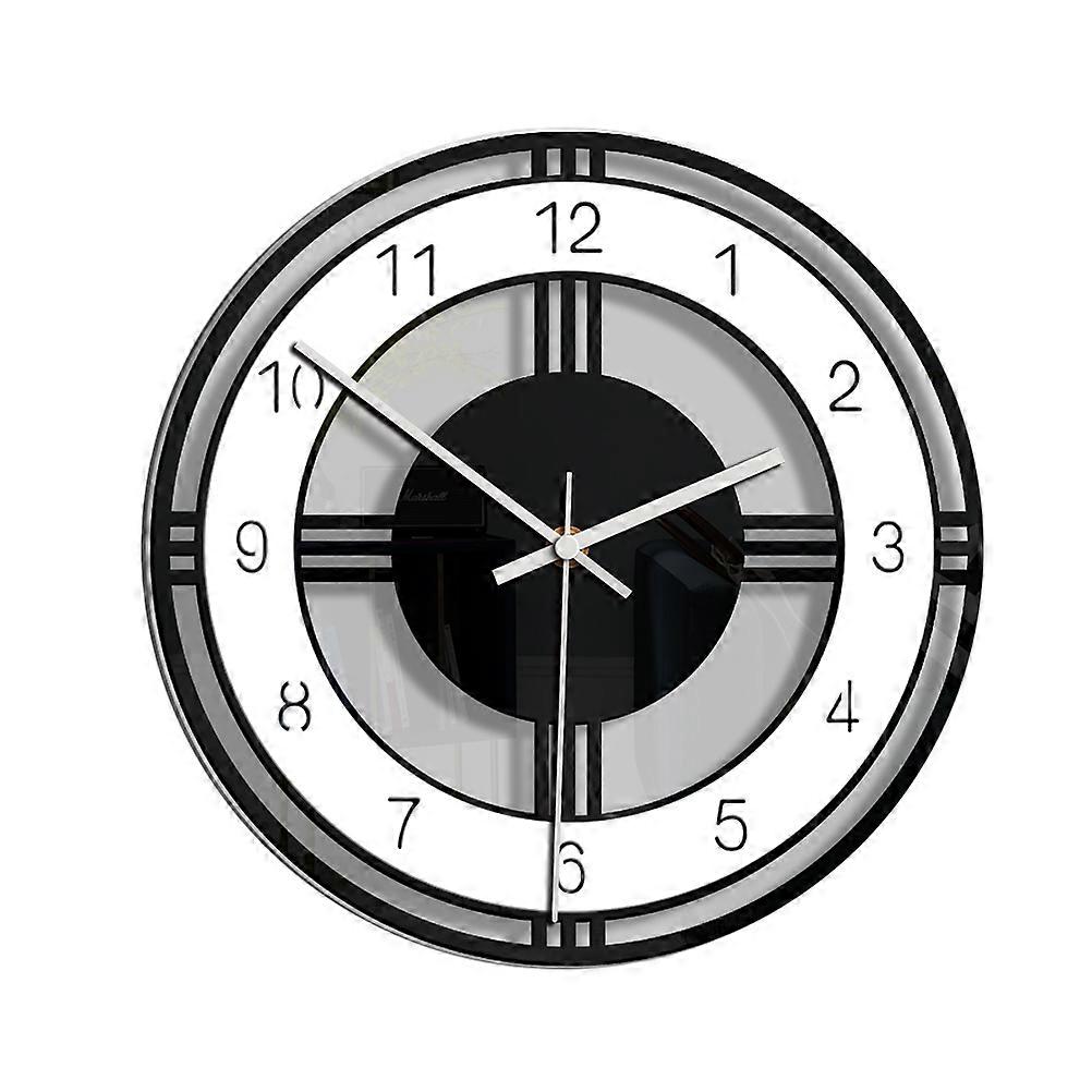 Wall Clock Stylish Round Acrylic Music Disc Bedroom Hanging Decor Black 30x30cm Silent Time Display 1Pack