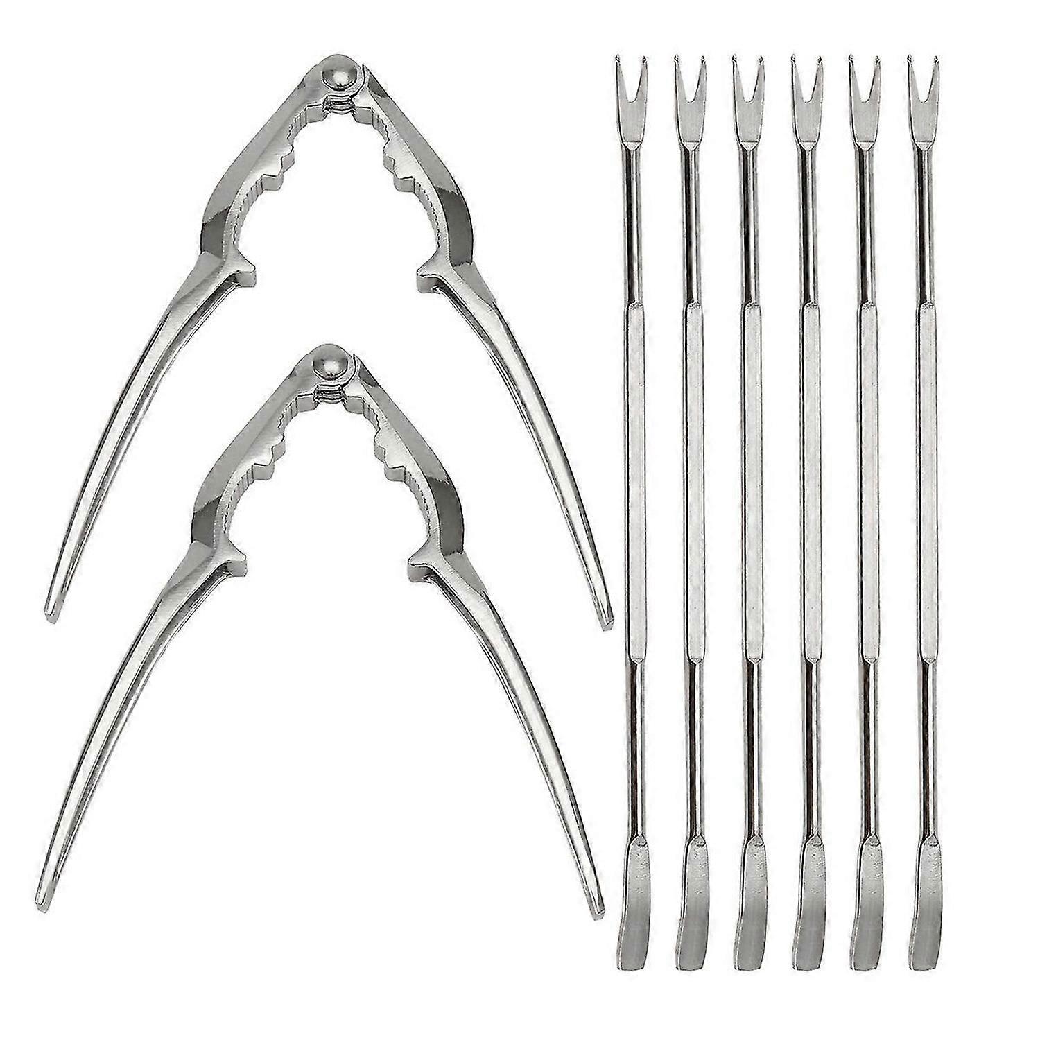 8 Piece Seafood Tool Kit, Stainless Steel Crab Leg Cracker and Forks Nut Cracker Set Shellfish Shell