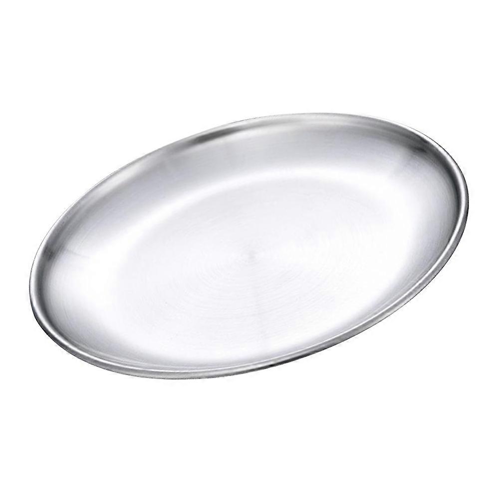 Round Serving Plate Stainless Steel Cake Platter for Home Restaurant Use 26CM Frosted Multifunctional 1Pack