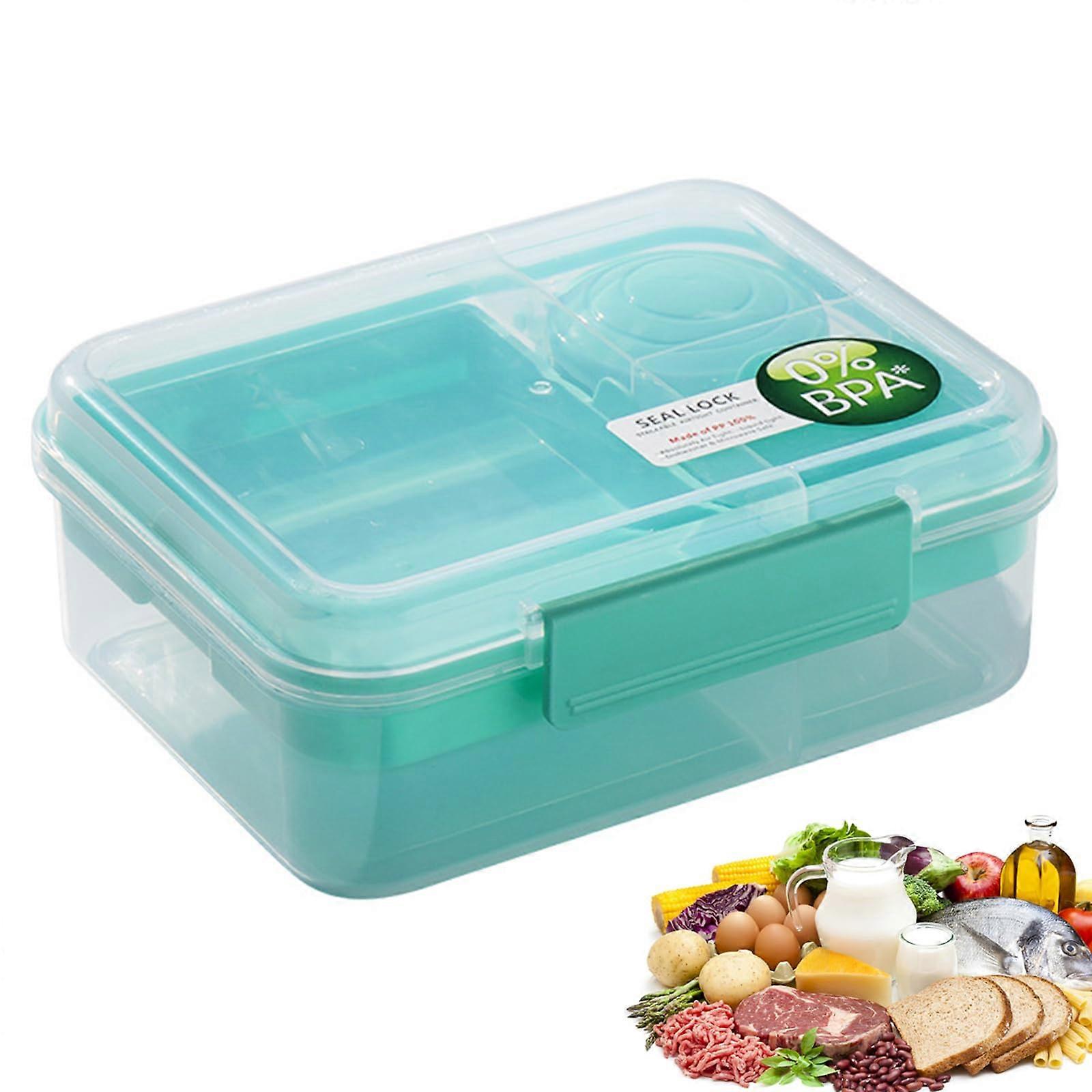 Bento Lunch Box with Compartments for Kids and Adults - Plastic Meal Container for School, Camping, and Outdoor Use