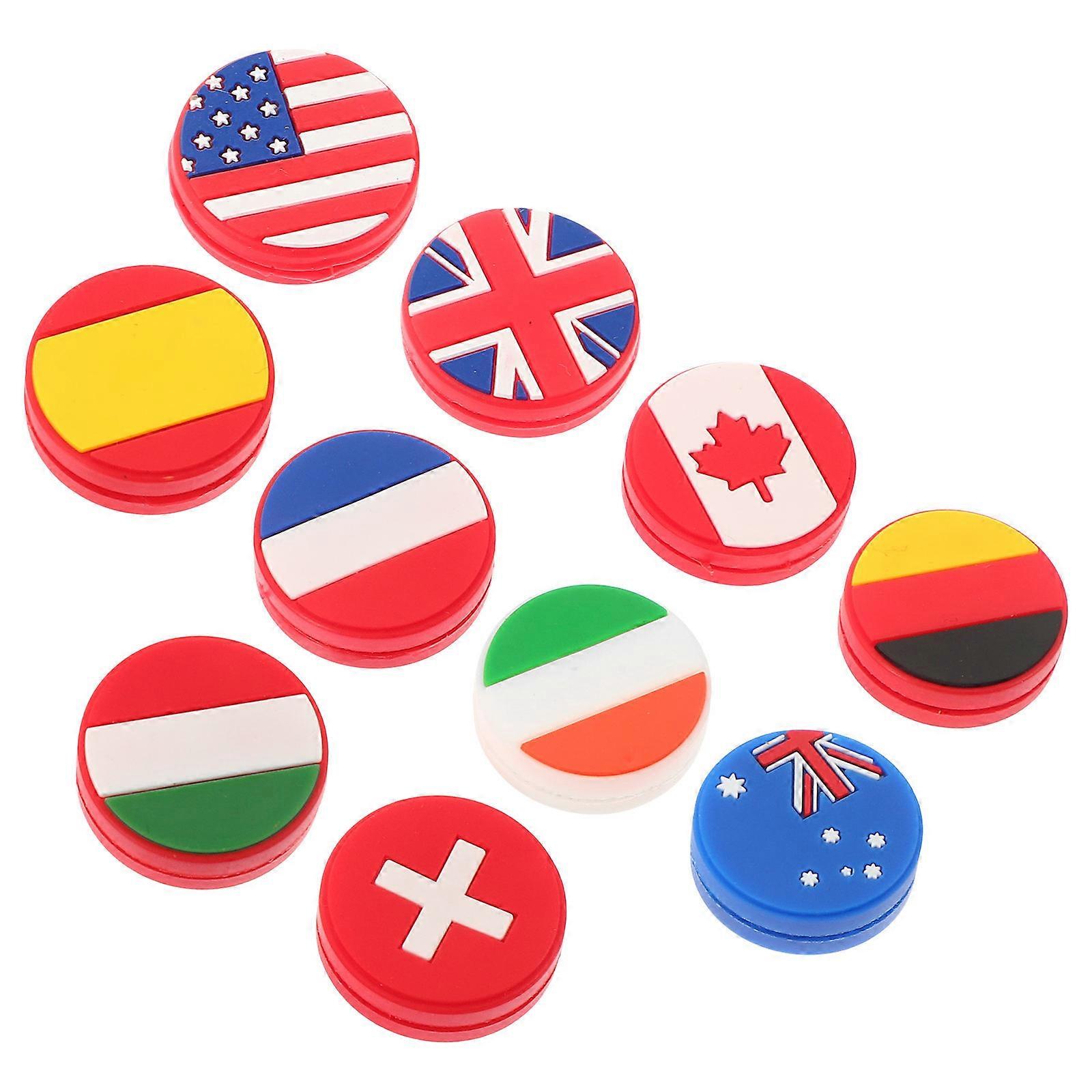 Flags Vibration Dampeners Silicone Tennis Racket Dampeners Round Shape Assorted Color Vibration Reduction for Players 10Pcs