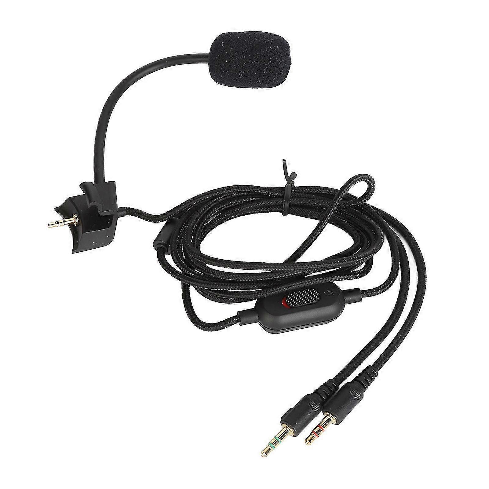 Noise Reduction Replacement Cable with Volume Adjustment and Silent Button for Gaming Headset