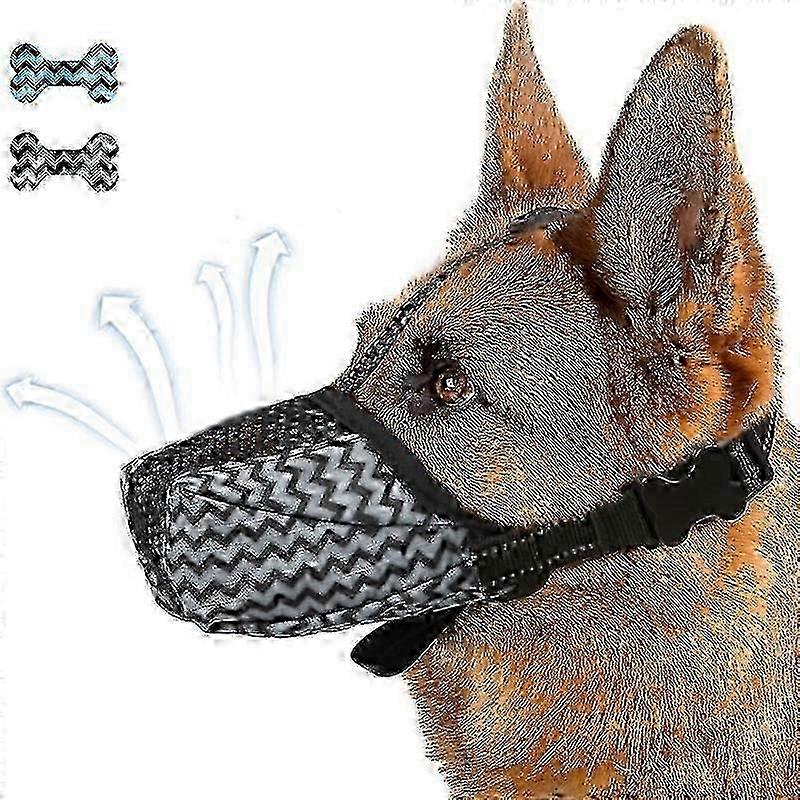 Breathable Mesh Dog Muzzle, Anti-Bite with Reflective and Adjustable Straps